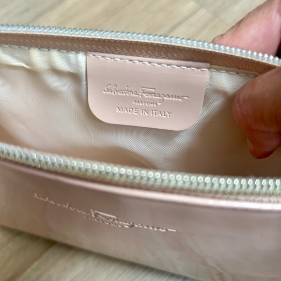 Salvatore Ferragamo Parfums Faux Patent Leather Pale Rose 9x6 Cosmetic Bag - Picture 8 of 11
